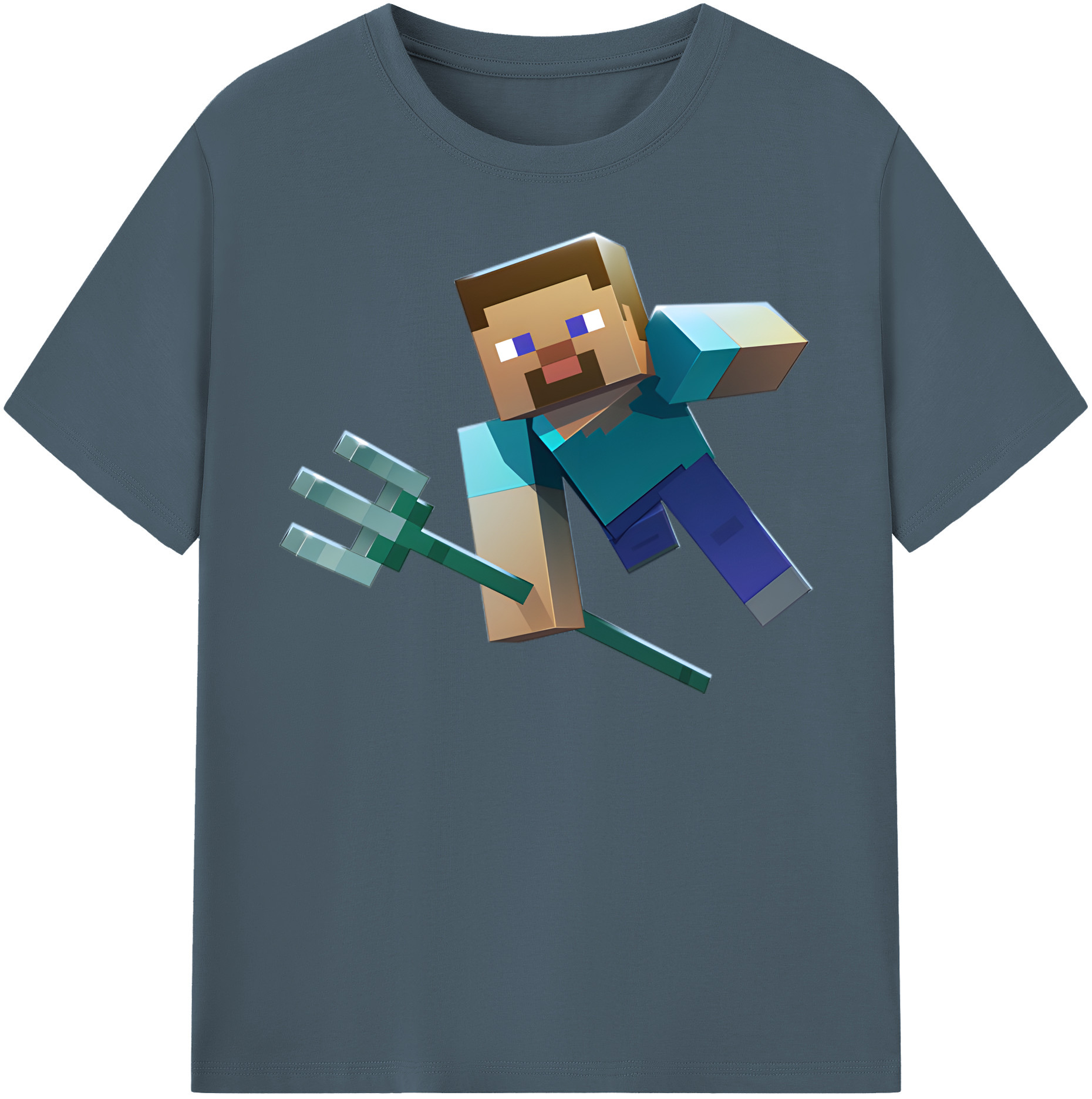 （画像用） マインクラフト ブロックの世界 Minecraft MC Block world 綿100％半袖Tシャツ（フロントプリント）